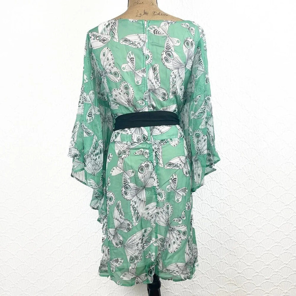 NWT Green Moth Print Mini Dress - Picture 3 of 5